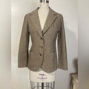 Vtg academia camel houndstooth blazer